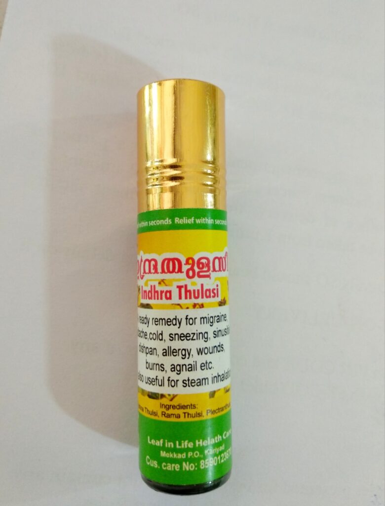 Indhra Thulasi oil for Headache Kerala Spice Cart ayurvedic oil