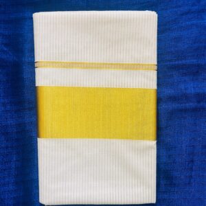 kerala cotton kasavu saree with gplden stripes