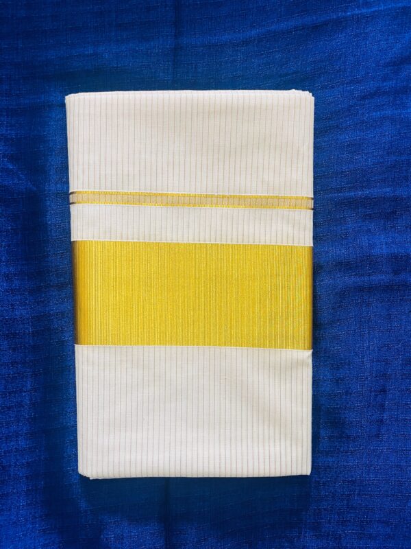 kerala cotton kasavu saree with gplden stripes